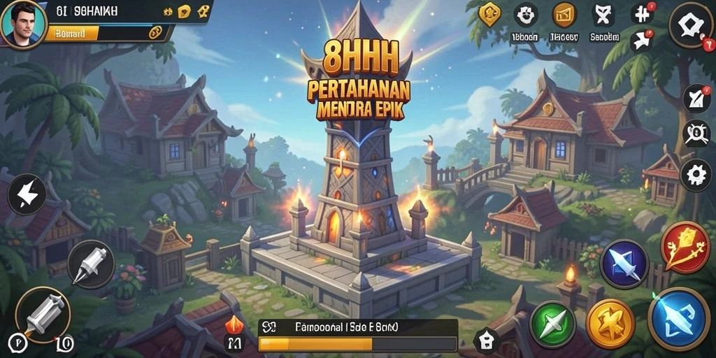 Cuplikan gameplay menara pertahanan dalam aksi di 8HHH.