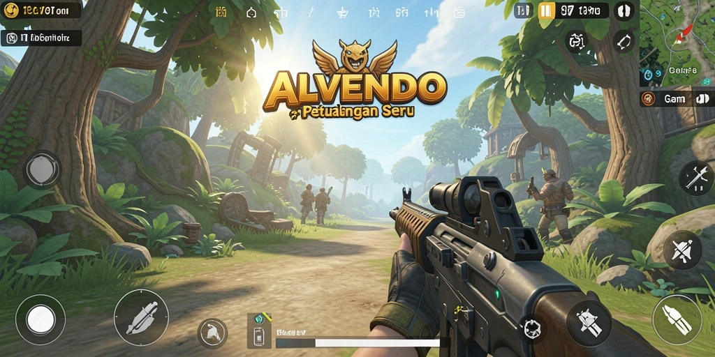 Tampilan gameplay seru ALVENDO dalam aksi TPS.