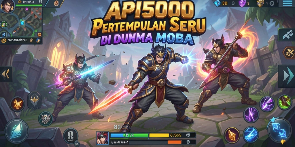 Screenshot utama API5000 menampilkan aksi pertempuran mendebarkan di arena MOBA.
