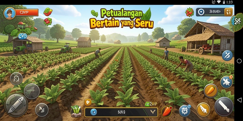 Tampilan gameplay seru dari C8VIP saat bertani di ladang.