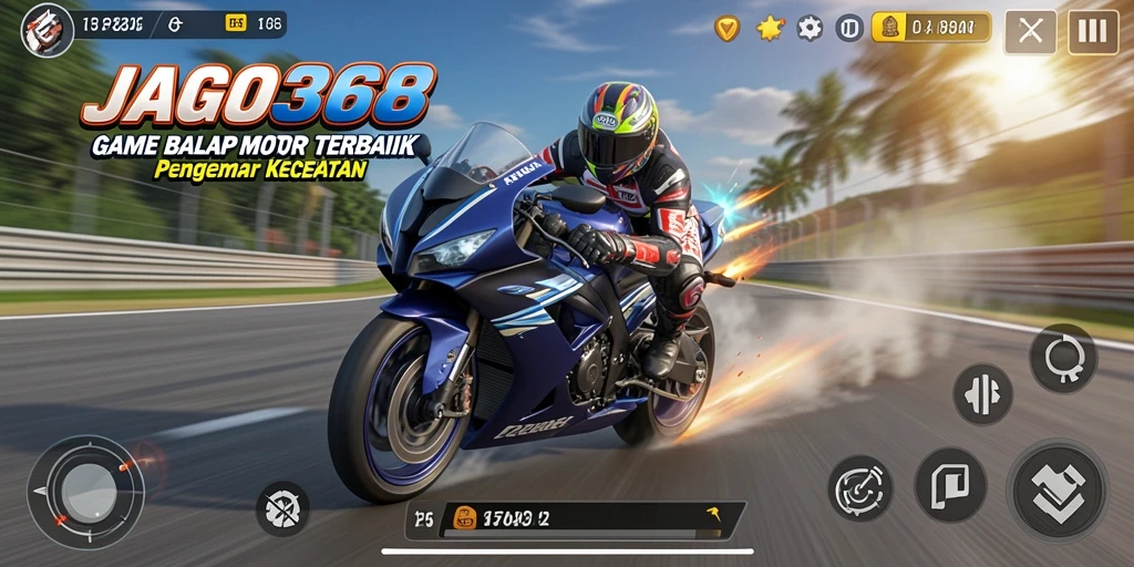 Tampilan gameplay seru dalam JAGO368 yang menampilkan balap motor mendebarkan.