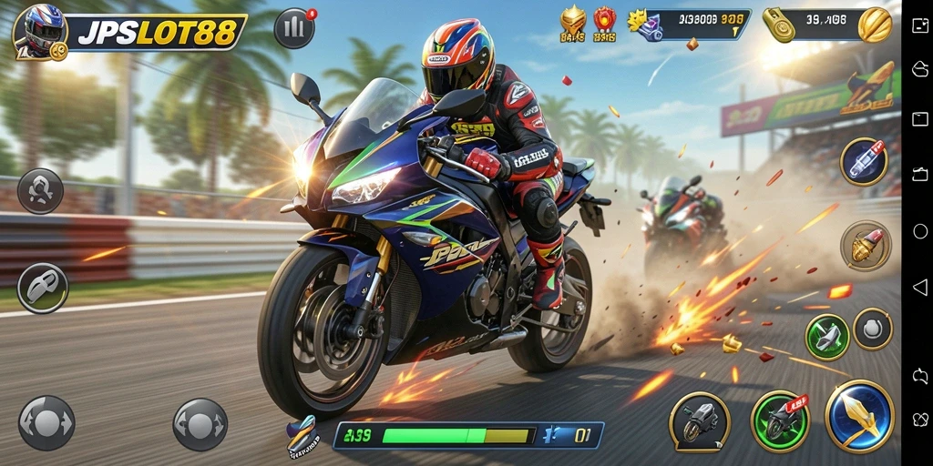 Gameplay seru balap motor di JPSLOT88 yang mendebarkan.