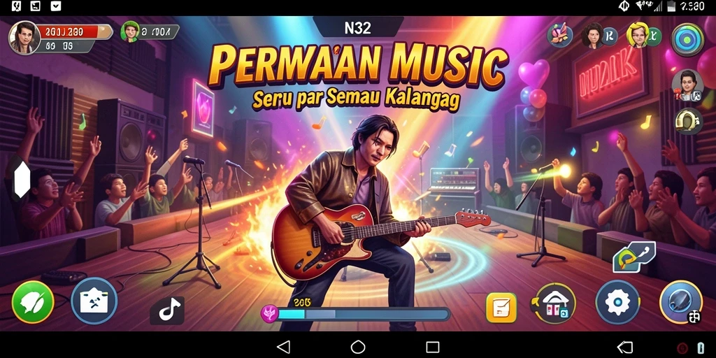 Tampilan gameplay N32 yang menarik dan interaktif dengan banyak lagu.