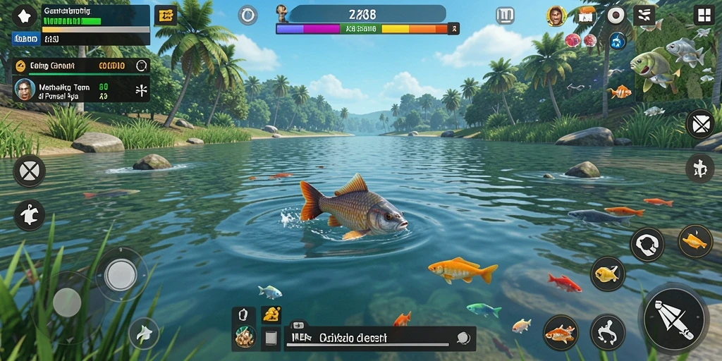 Screenshot gameplay NEX288 menunjukkan aksi memancing yang seru dan grafis yang memukau.