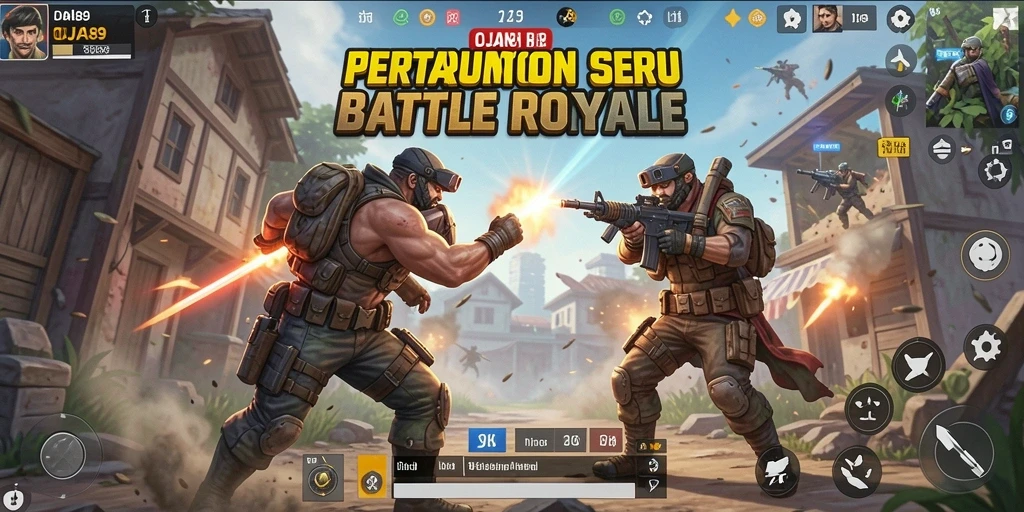 Screenshot menunjukkan aksi seru di dalam permainan Battle Royale