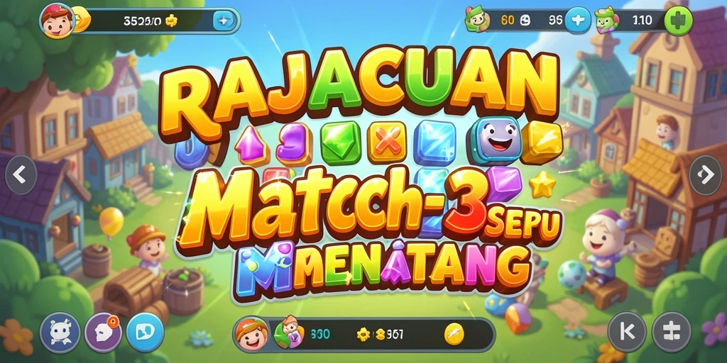 Gameplay seru RAJACUAN dengan permata warna-warni yang menantang.