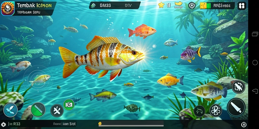 Tangkapan layar dari gameplay tembak ikan yang seru dan mendebarkan.